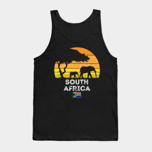 South Africa Elephant Safari Savannah Sunset Africa Flag Tank Top